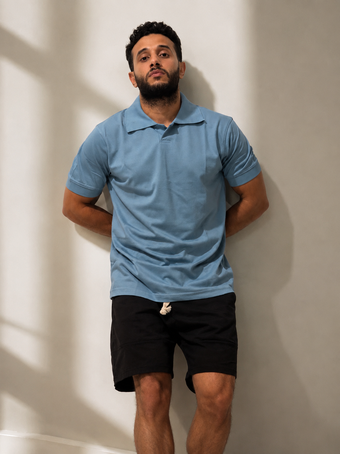 The Classic Polo — Muted Blue Piqué Shirt