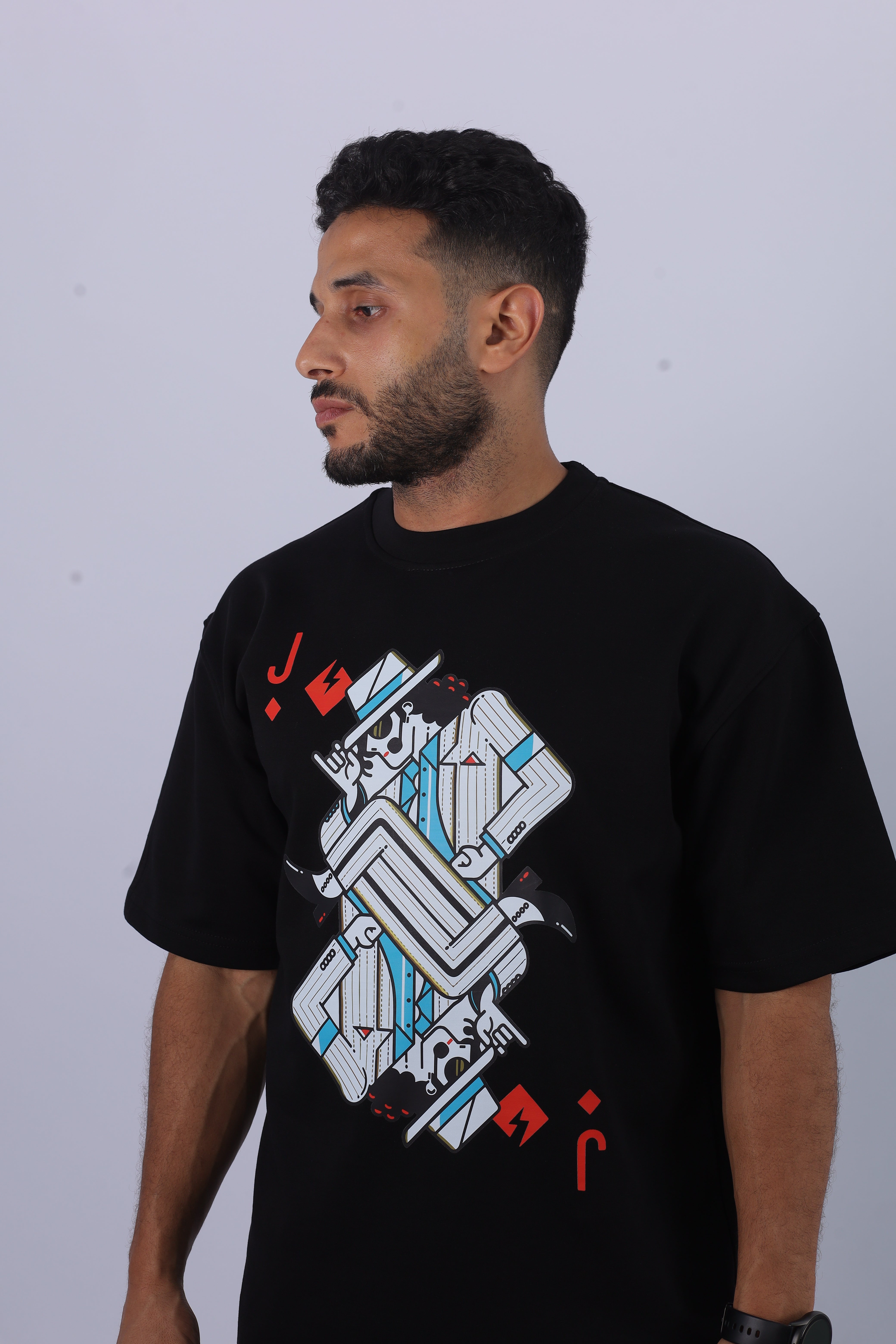 Jack of Diamonds — Deconstructed Card Graphic Oversized Tee