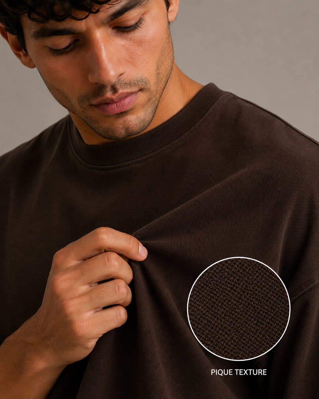 The Blank Piqué — Dark Chocolate Oversized Tee