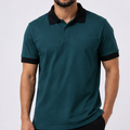 The Contrast Polo — Teal & Black Piqué Shirt