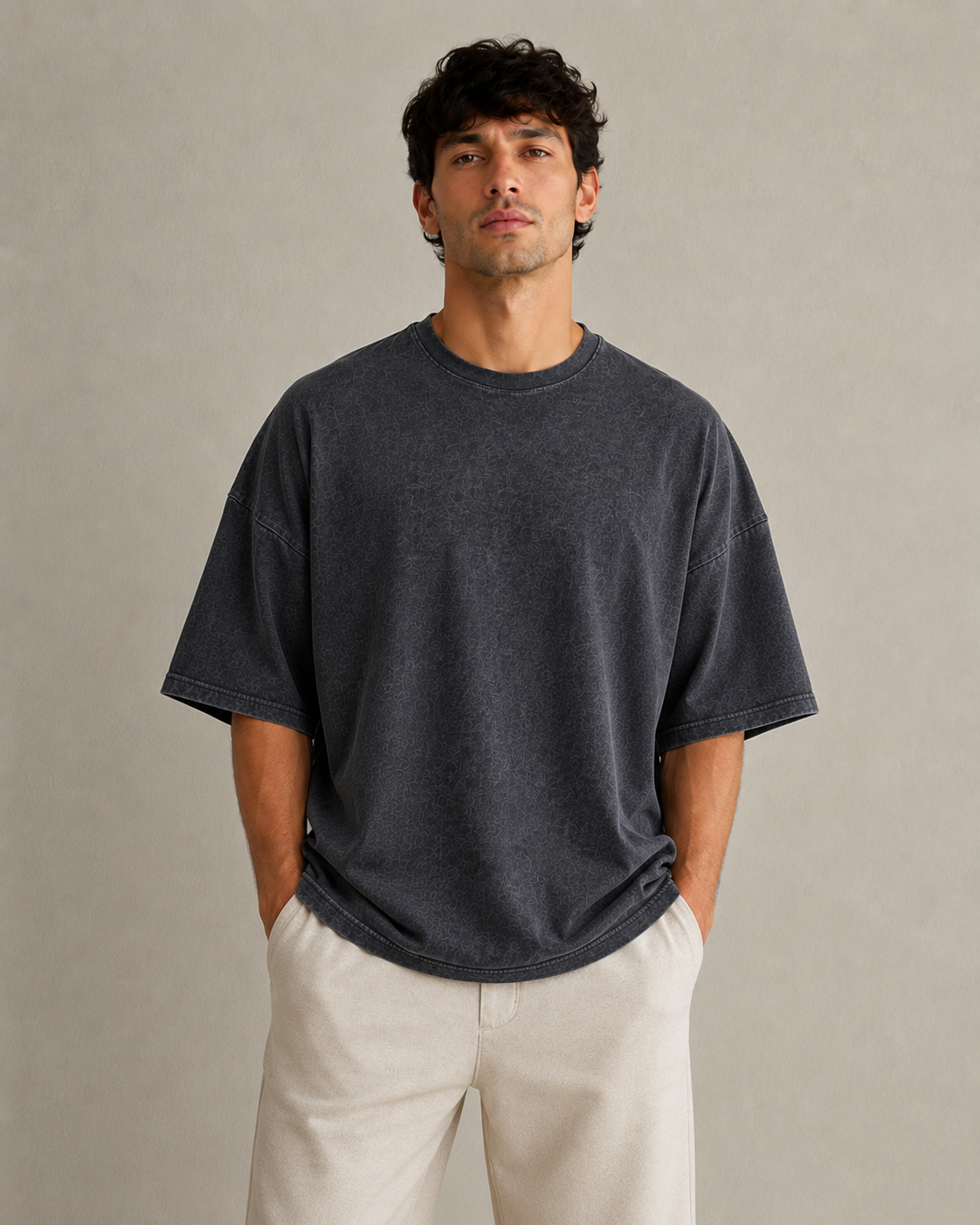 Acid Wash Oversized T-Shirt in Washed Navy