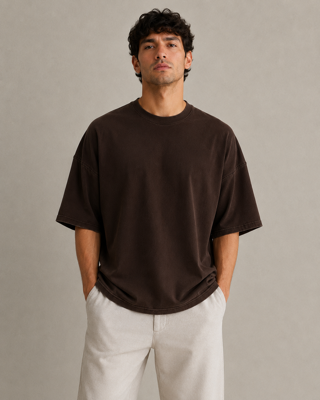 The Blank Piqué — Dark Chocolate Oversized Tee